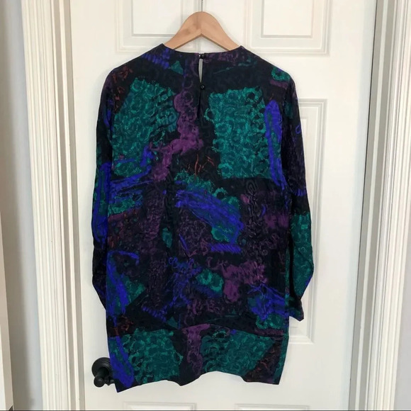 𝅺S•I•L•K•S  by St. Gillian 100% silk vintage MCM Art Deco oversized blouse  6 - Picture 3 of 12